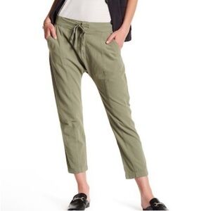 Frame Women's Drop Waist Cotton Trouser Casual Baggy Pants Army Olive Green L